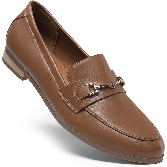 Dream Pairs Women's Brown-pu Faux Leather Comfortable Flats Penny Loafers - Picture 6 of 7